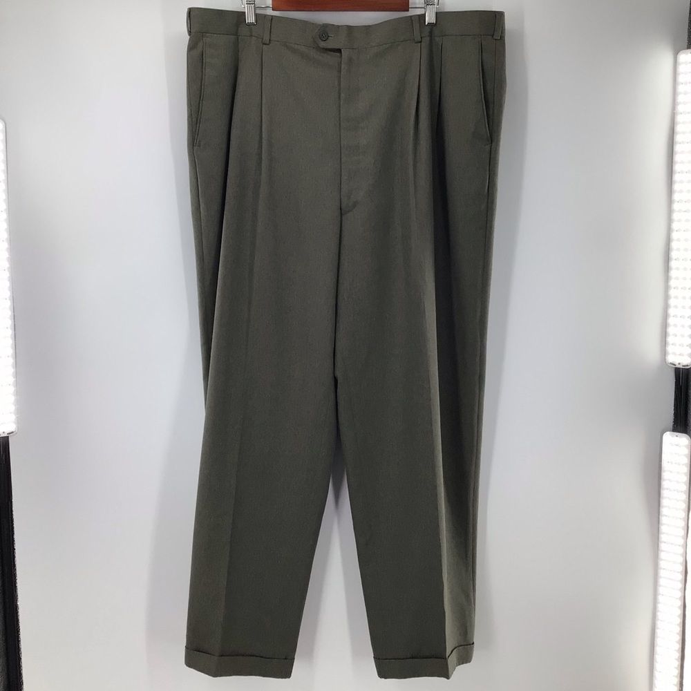 REPP Green Grey Cuffed Dress Pants 42x32 Excellent Used Condition